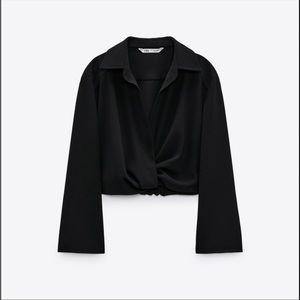 Zara Pleated Twist Front Crop Top